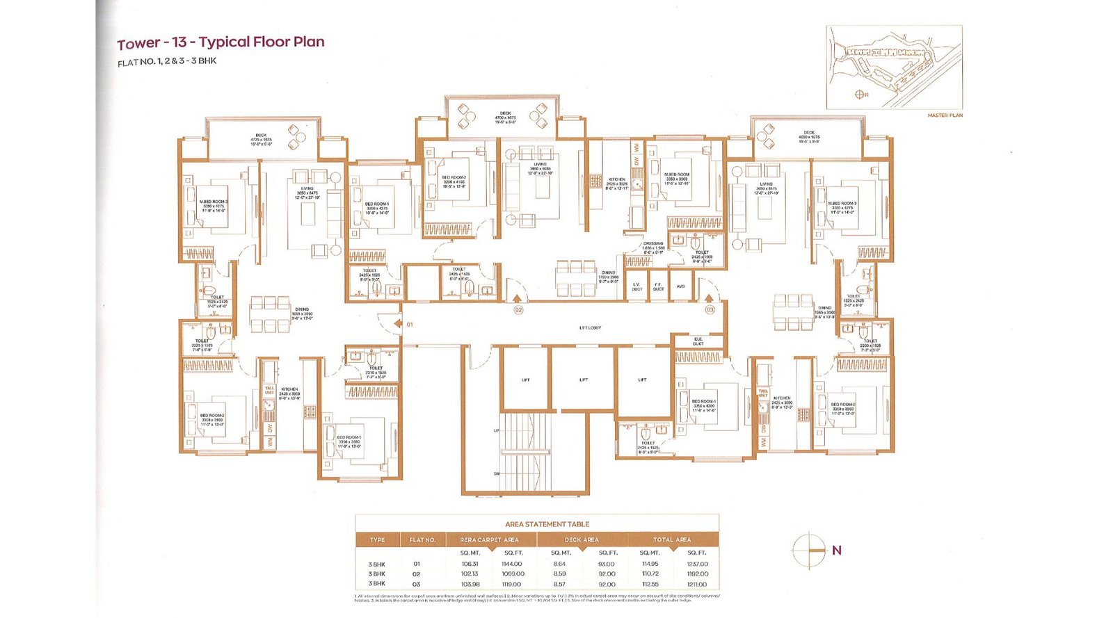Hiranandani-Maitri-Park-Typical-Floor-Plan-13th-Floor